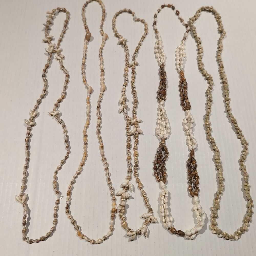 Vintage Shell Necklaces Mini Natural Beach Boho Hawaiian Lei Coastal Lot of 5